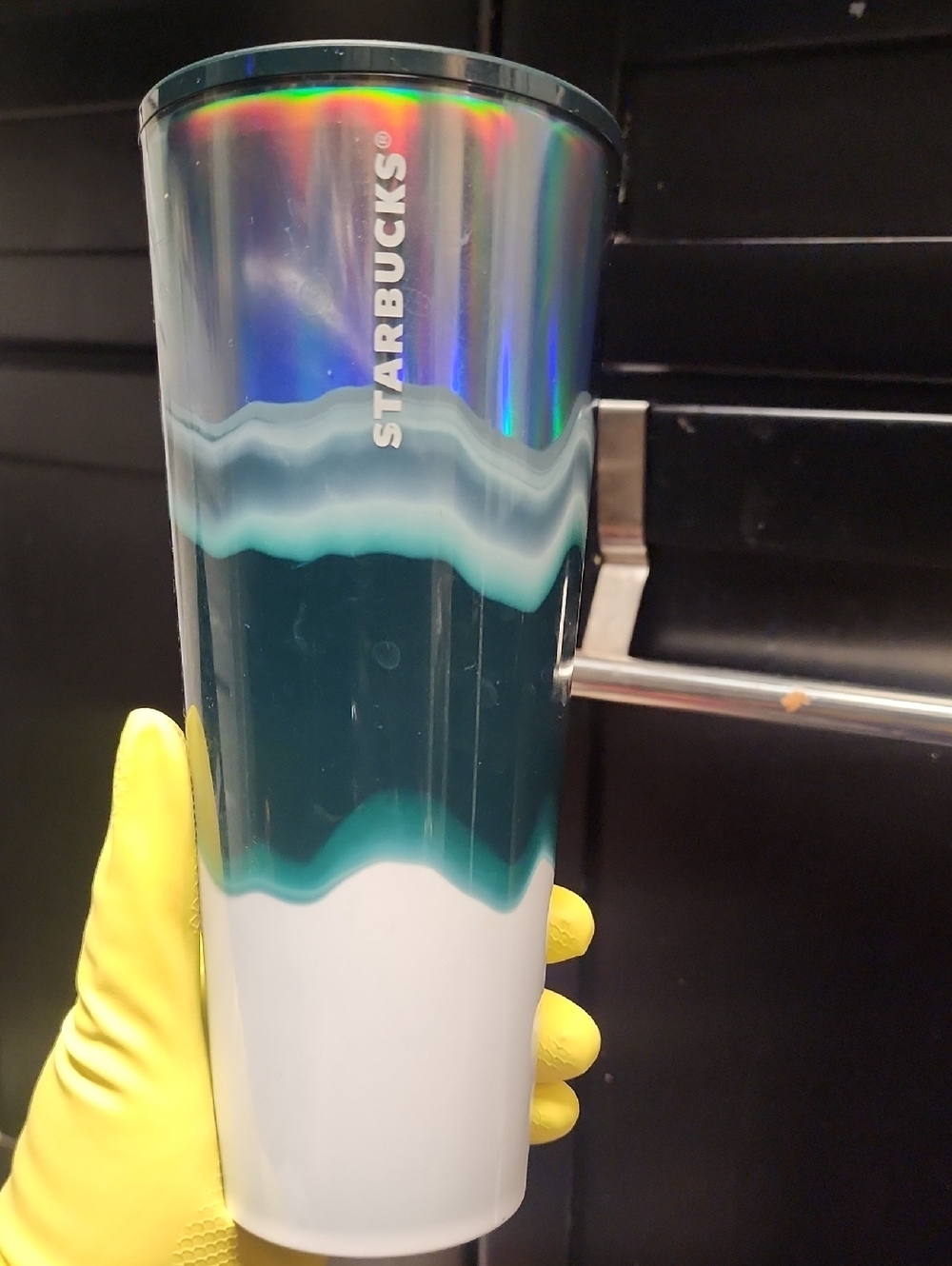 Starbucks Iridescent Teal & White Wave Tumbler